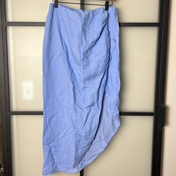 NWT & Other Stories Asymmetric Pleated Midi Skirt in Mid Blue Size 10 - Picture 1 of 9